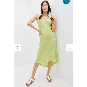 Daily Practice L Gauze Green Dress Midi Tank Sleeveless Cotton Anthropologie